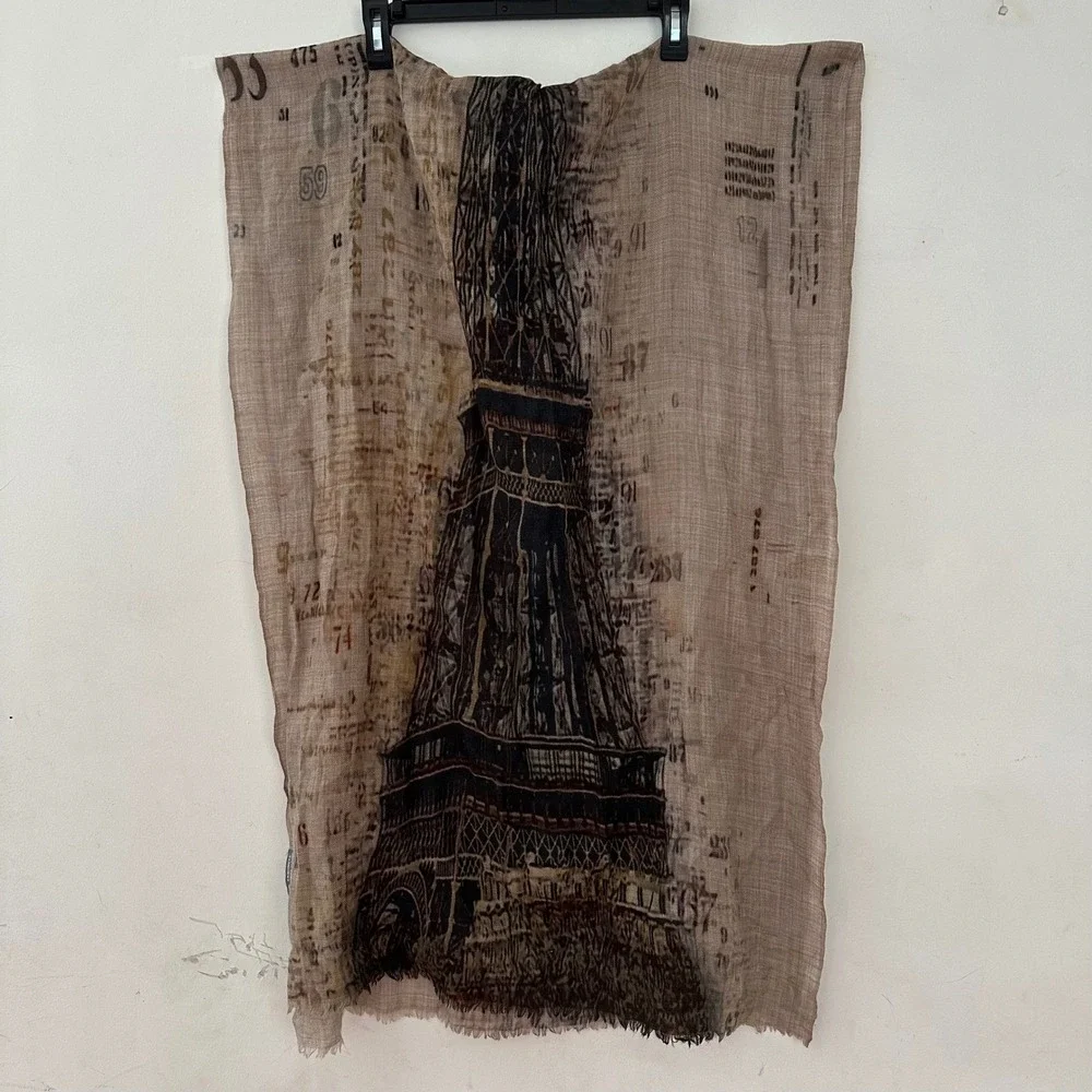 Feel Cashmere Eiffel Tower Paris Scarf‎ Lightweight Sheer Wrap 74x26